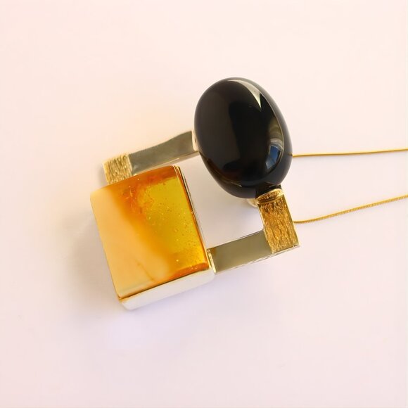 Baltic Amber Necklace- Handmade 14k Gold Plated Sterling Silver - Picture 4 of 6